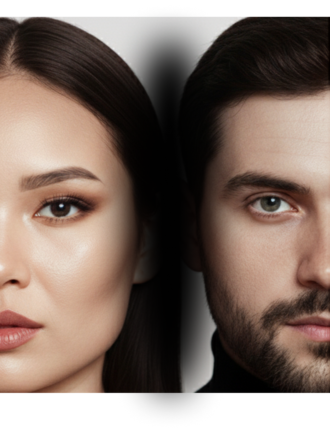Close up of a man and woman's faces