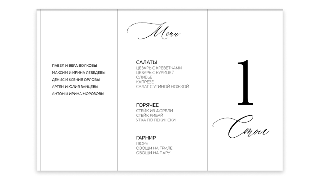 Номера столов