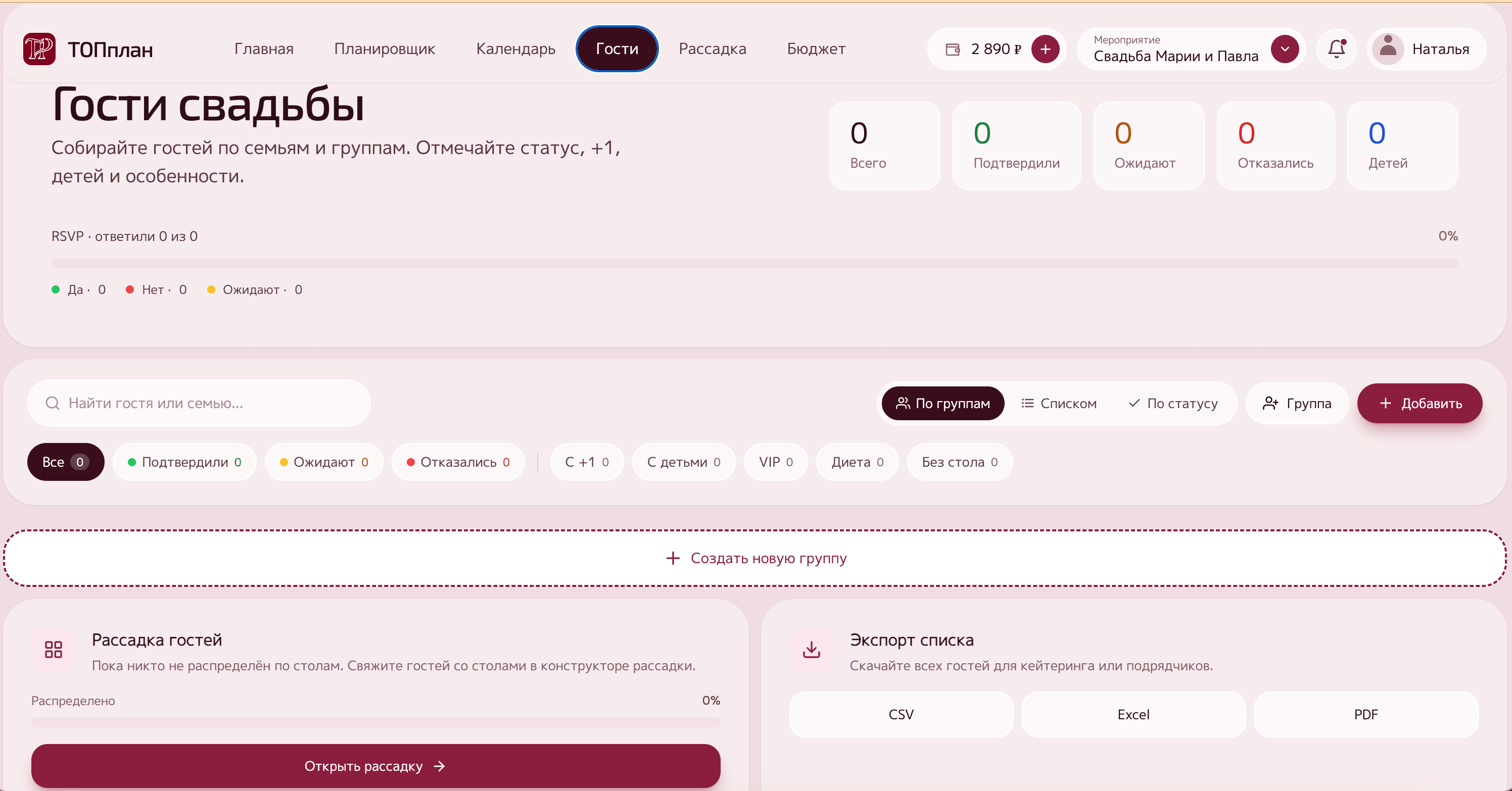 Список гостей ТОП ПЛАНЕР